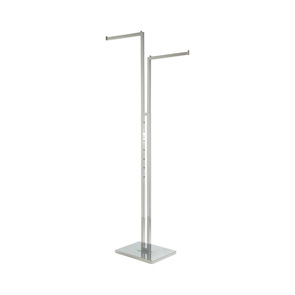 2 straight arms clothes rail - display stand for retail garment presentation.