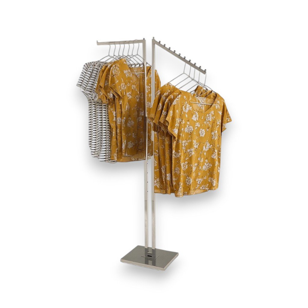 Chrome Adjustable 2 Arm Mixed Rail Clothes Display Stand