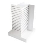 Slat Panel Gondola H Shape - White Slat Panel Gondola 4 Way 4 Way Slatwall Tower Display Unit