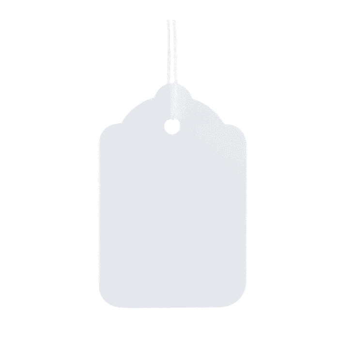 Strung tag 25x15mm Strung Tag 84x52mm