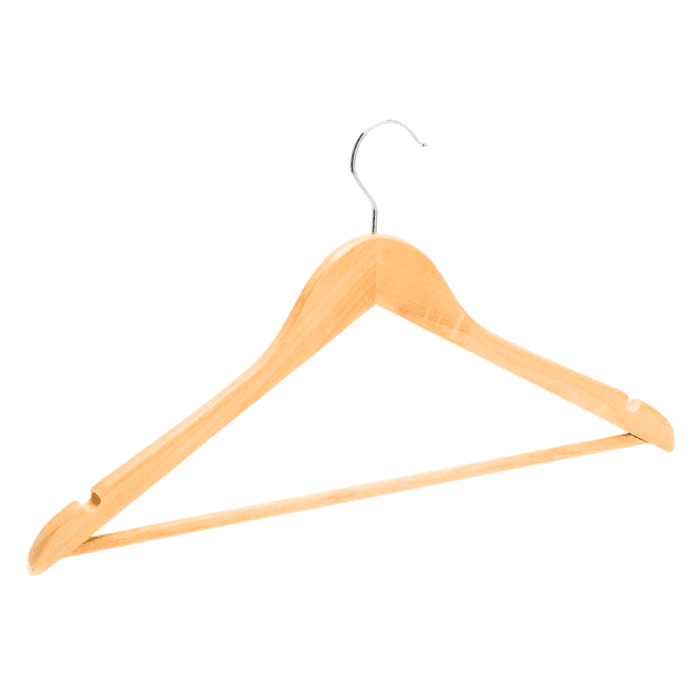 Natural Wooden Hanger For Adult With Bar and Notches-44.5cm