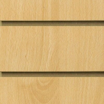 Beech slatwall board panels 18mm MDF with 100mm centres for retail displays