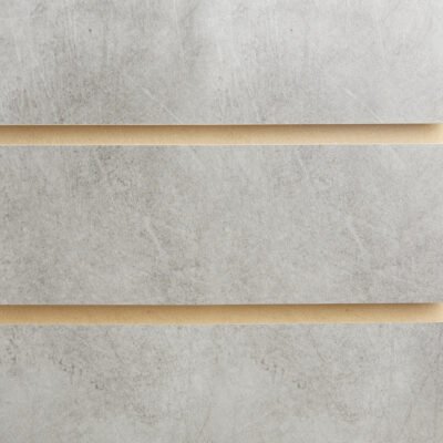Concrete slatwall board panels 18mm MDF with 100mm centres for retail displays