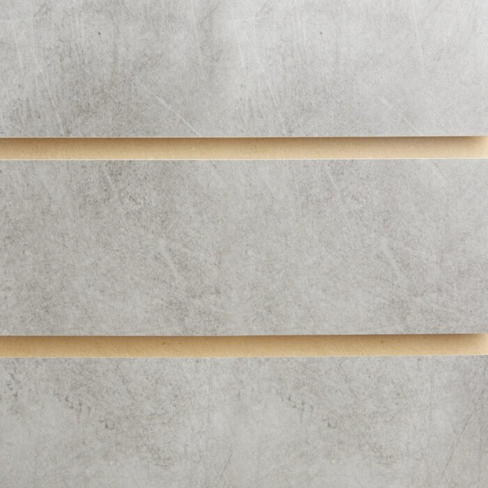 Concrete slatwall board panels 18mm MDF with 100mm centres for retail displays