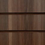 Dark ash slatwall board panel 18mm MDF with 100mm centres for retail displays