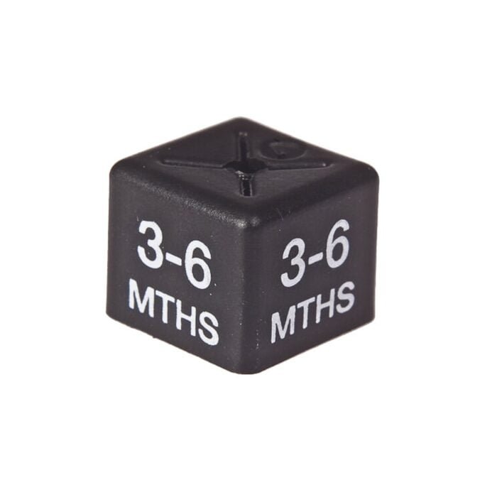 'Age 3-6m' Size Cubes - Black