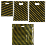 Black & Gold Stripe Plastic carrier bags – bulk carrier bags for retail and events