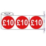500 x 45mm Red Price Self Adhesive Stickers £10 – Roll Labels for Retail & Shops