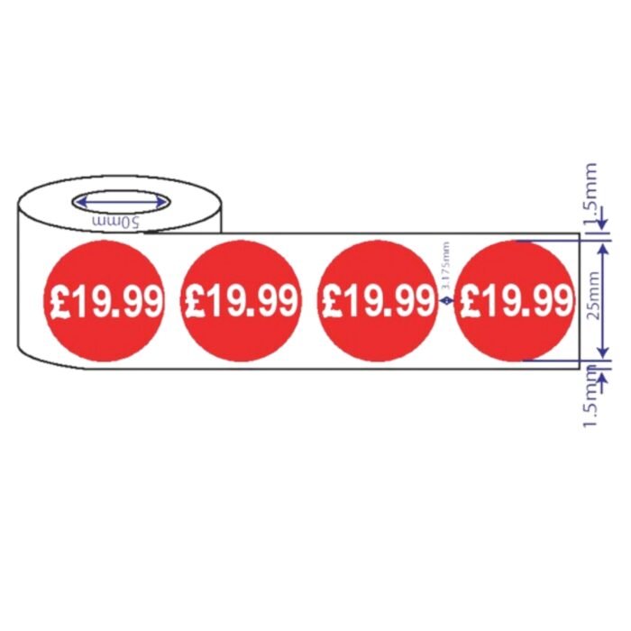 1000x 25mm £1.25-£19.99 Red Price Self Adhesive Stickers Sticky Labels Swing Tag Labels For Retail