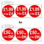 500 x 45mm red price self adhesive stickers £1.99 3 For £5 - £50 Or 2 For £90