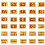 Yellow and Red Correx Market Price Sale Card Sign Board Double-Sided and Waterproof