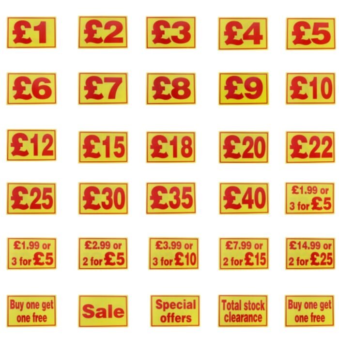 Yellow and Red Correx Market Price Sale Card Sign Board Double-Sided and Waterproof