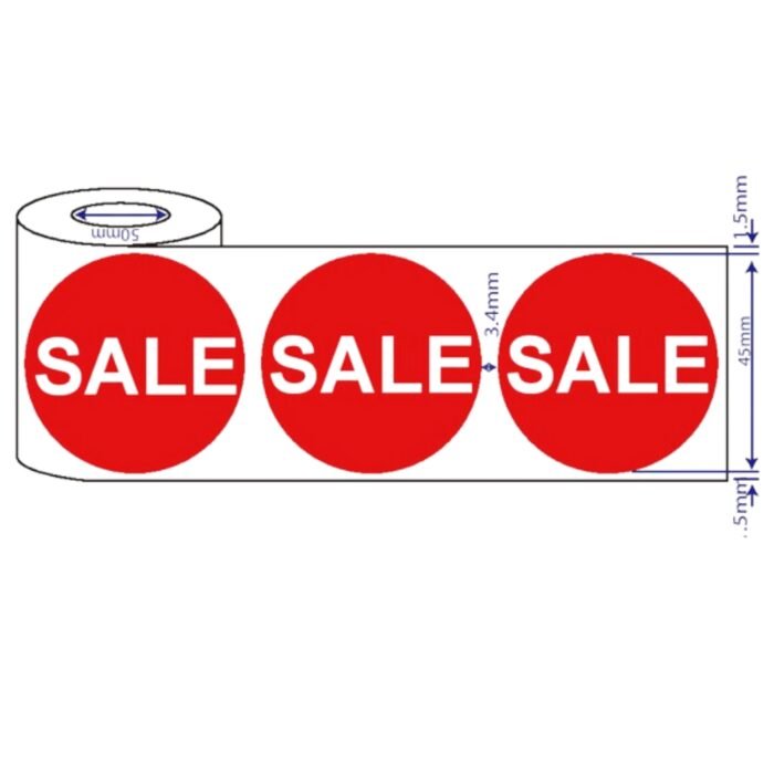 500 x 45mm red price self adhesive stickers Sale for retail promotions and discounts