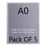 Pack of 5 A1 Black Poster Snap Frame 25mm Mitred Frame With Wall Fixings A0 Silver Snap Frame