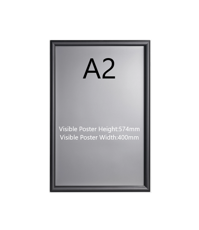 A2 Black Poster Snap Frame 25mm Mitred Frame With Wall Fixings