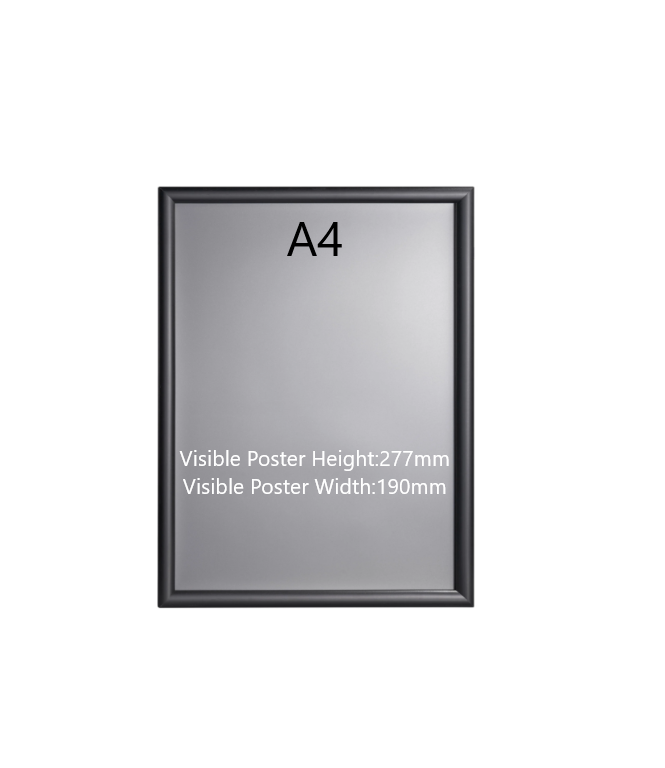 A4 Black Poster Snap Frame 25mm Mitred Frame With Wall Fixings