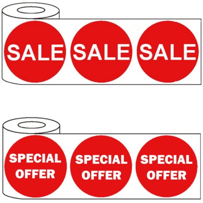 500 x 45mm red price self adhesive stickers Sale/Special Offer rolls for retail discount promotions