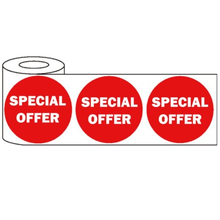 500 x 45mm red price self adhesive stickers Special Offer rolls for retail discount promotions