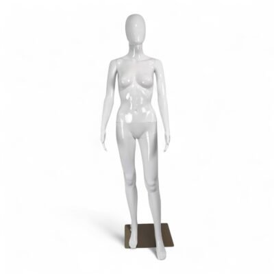 Female Plastic Display Egg Head Mannequin – White Gloss