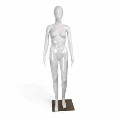 Female Plastic Display Egg Head Mannequin – White Gloss
