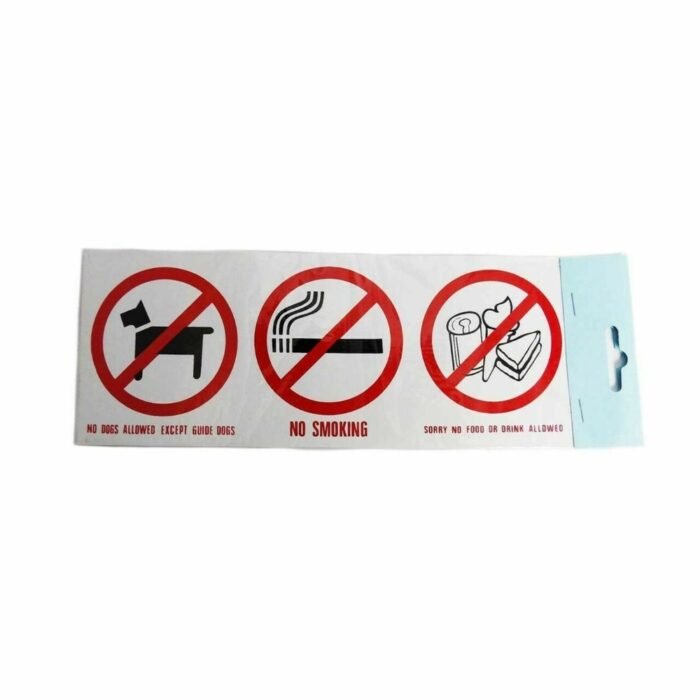 No Dogs/Smoking/Food Sign – Self Adhesive Label