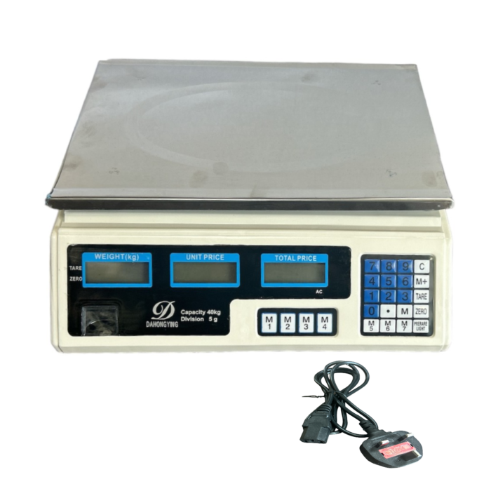 ACS-30 40kg/5g Digital Price Computing Scale UK Plug Grey/Chrome