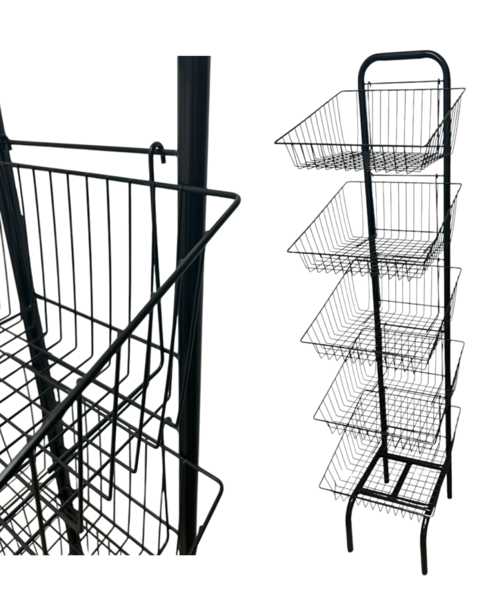 5 Tier Basket Stand For Bread Crisps Snacks - Black