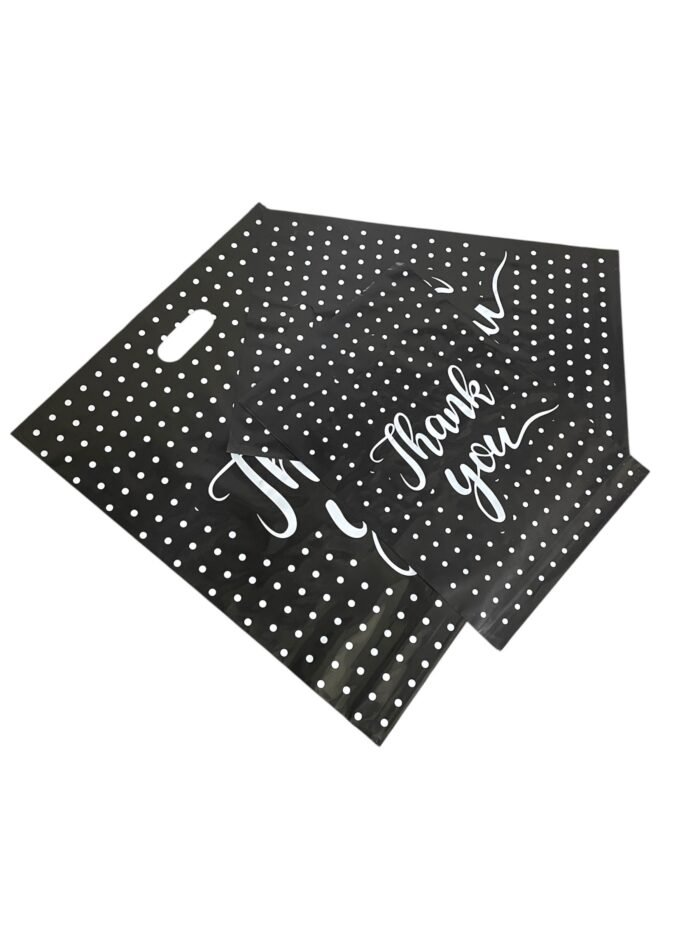 Premium Black Thank you Plastic Carrier Bags