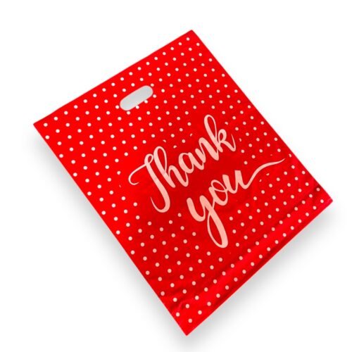 Premium Red Thank you Plastic Carrier Bags
