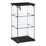 Frameless Black Lockable Glass Display Cabinet – 2 Shelves