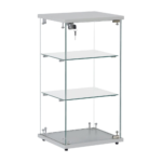 Frameless Silver Wood Lockable Glass Display Cabinet with 2 Shelves
