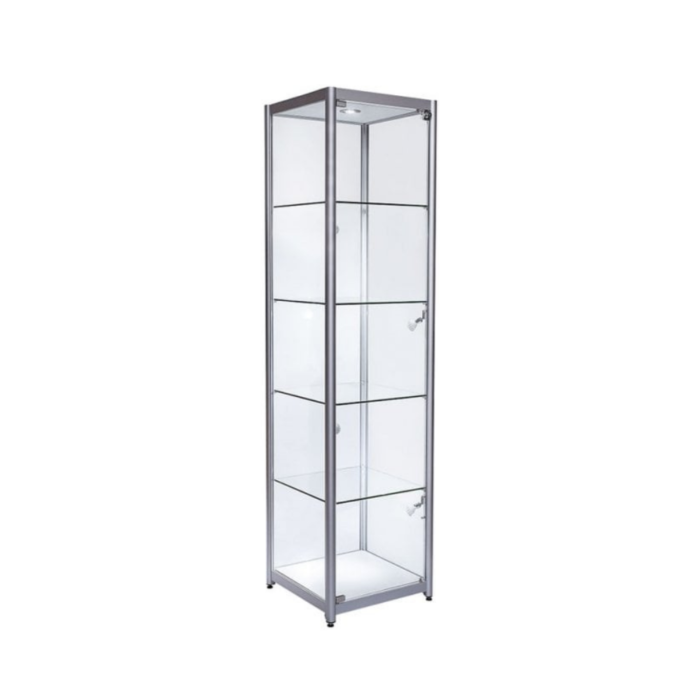 aluminium-tower-showcase-with-single-door-198cm-x-40cm-x-40cm-medium Glass Display Cabinet – Aluminium, Single Door