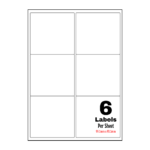 White Address Printer Labels - 6 Label per Sheet - 99mm x 93mm A4 White Labels 6/Sheet