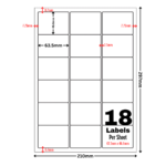 White Address Printer Labels - 18 Label per Sheet - 63.5mm x 46.6mm
