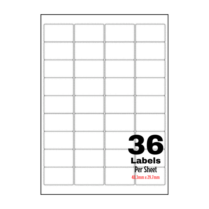 Multi-Purpose A4 White Labels – 36 per Sheet