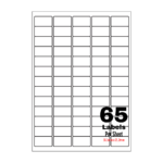 White Address Printer Labels - 65 Label per Sheet - 38.1mm x 21.2mm Multi-Purpose A4 White Labels – 65 per Sheet