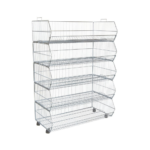 5 tier steel stacking basket with wheels bright chrome