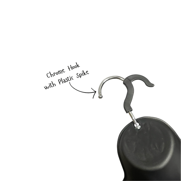 Chrome Hook with plastic spike hanging form