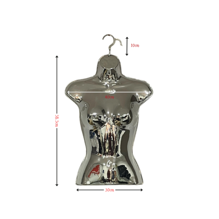 Chrome Gloss Female Hanging Half Body Form Size Chart