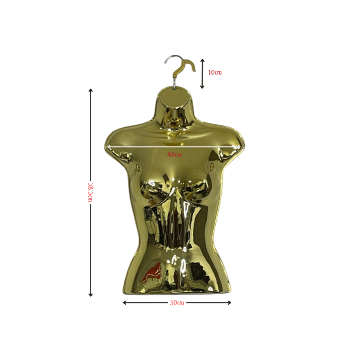 Gold Gloss Female Hanging Half Body Form Size Chart
