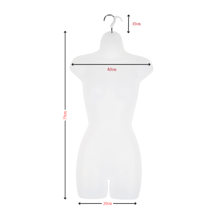 White Frosted Female Hanging Body Form Size Chart