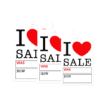 Red I Love Sale Was and Now Hanger Tickets