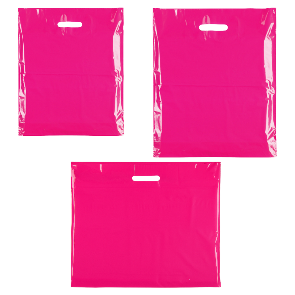 Plastic hot pink carrier bags – bulk plain hot pink carrier bags for retail and events