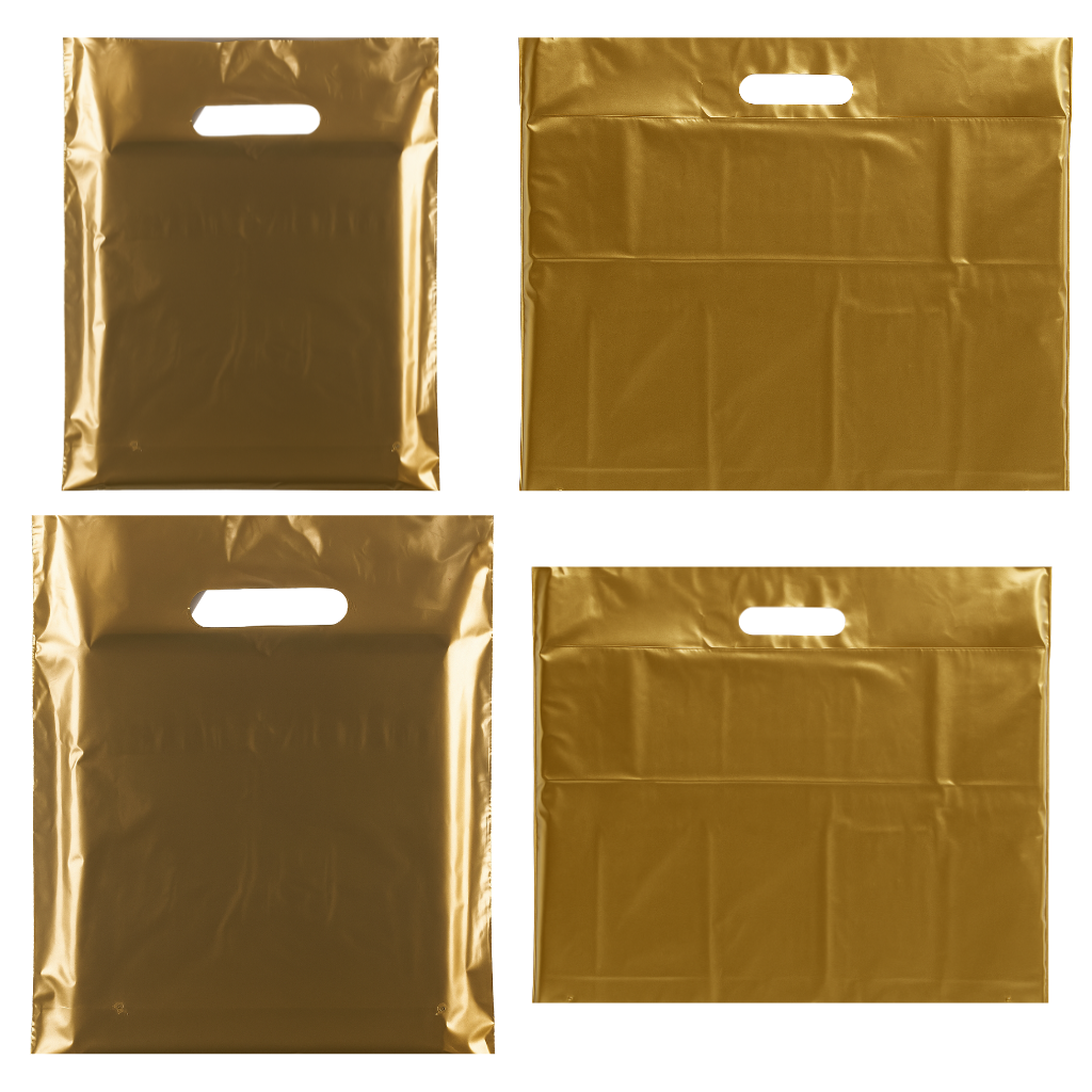 Plastic Gold carrier bags – bulk plain gold carrier bags for retail and events