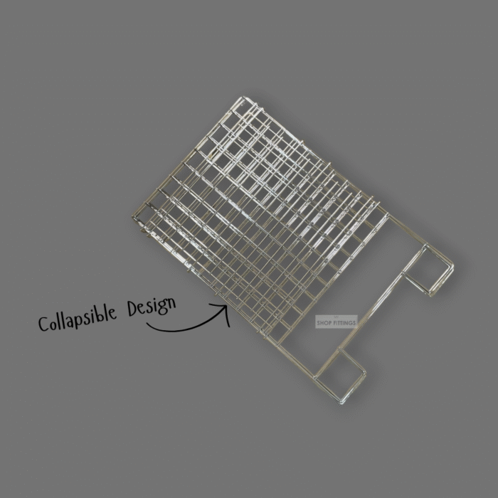 Square collapsible chrome dump bin with wire construction