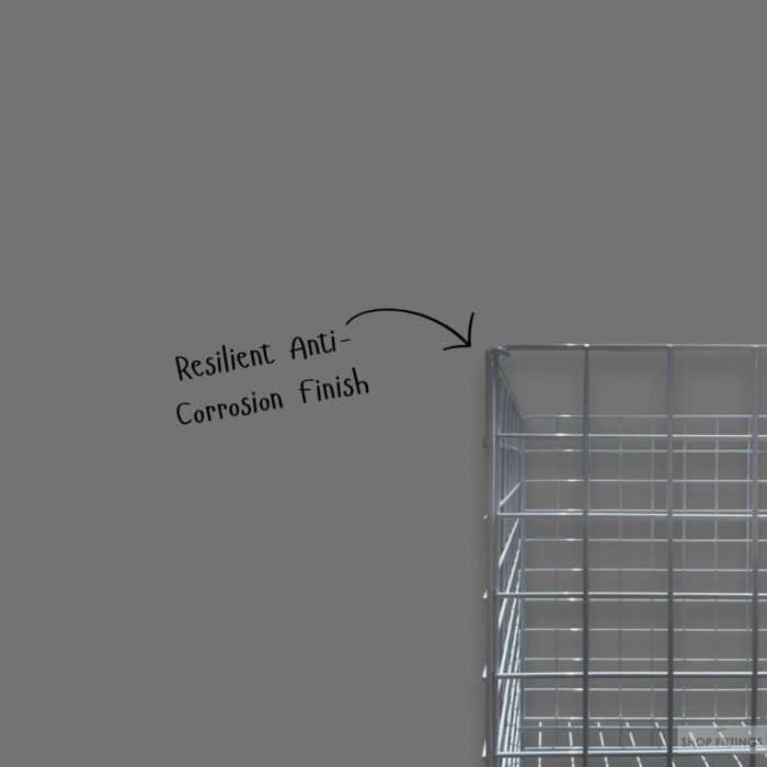 Square collapsible white dump bin with wire construction