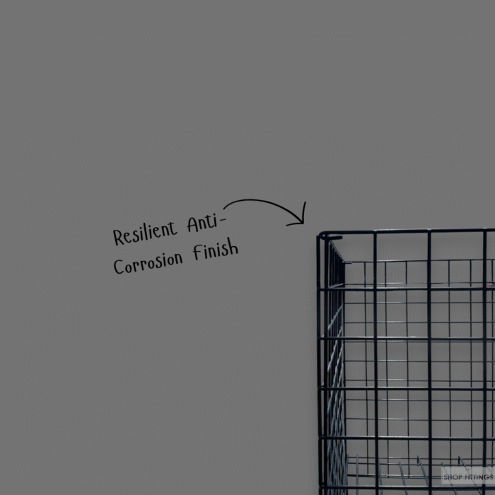 Square collapsible black dump bin with wire construction