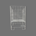 Square collapsible white dump bin with wire construction