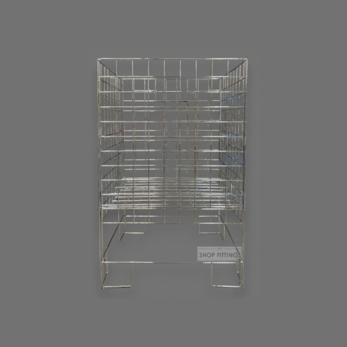 Square collapsible chrome dump bin with wire construction