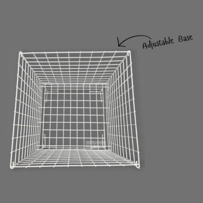 Square collapsible white dump bin with wire construction